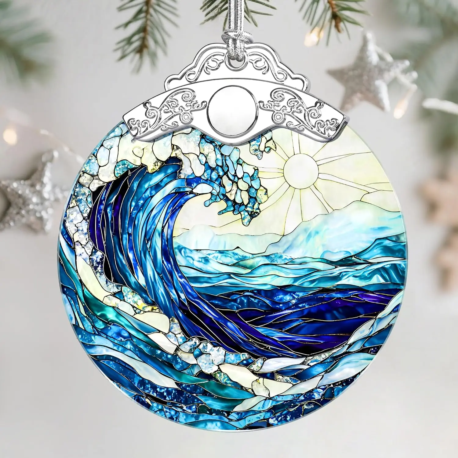 Christmas Ornaments: Stained Glass Ornament, Christmas Tree Ornament,  Ornaments for  Decor & Xmas Tree Decorations – Exquisite Holiday Decor, Gifts & Holiday Present -  Waves