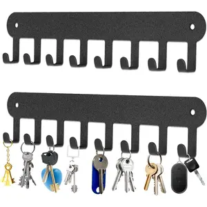 2 Pack Key Holder Wall Mount, Key Holder for Wall,Key Wall Holder, Key Hooks Hanging Keys, Key Hanger Wall Mount with 8 Hooks, Key Rack for Living Room, Kitchen, or Bathroo