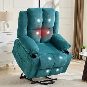 Oversized Power Lift Recliner Chair for Elderly, 135° Adjustable Lay Flat Lift Chair with Massage & Heat, 2 Cup Holders & Stand Assist for Living Room