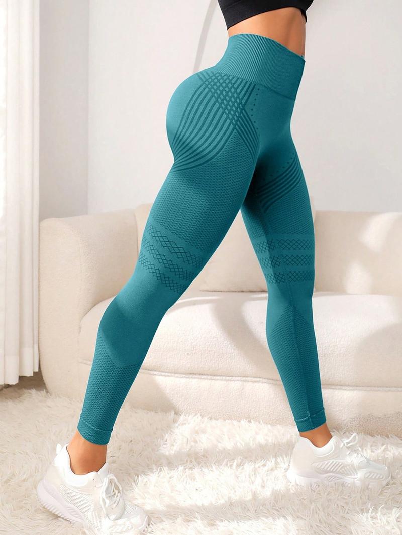 Women's Solid High Waist Sports Tummy Control Leggings, Casual High Stretch Seamless Yoga Leggings, Ladies Sportswear for Indoor Outdoor Wear, Gym Clothes