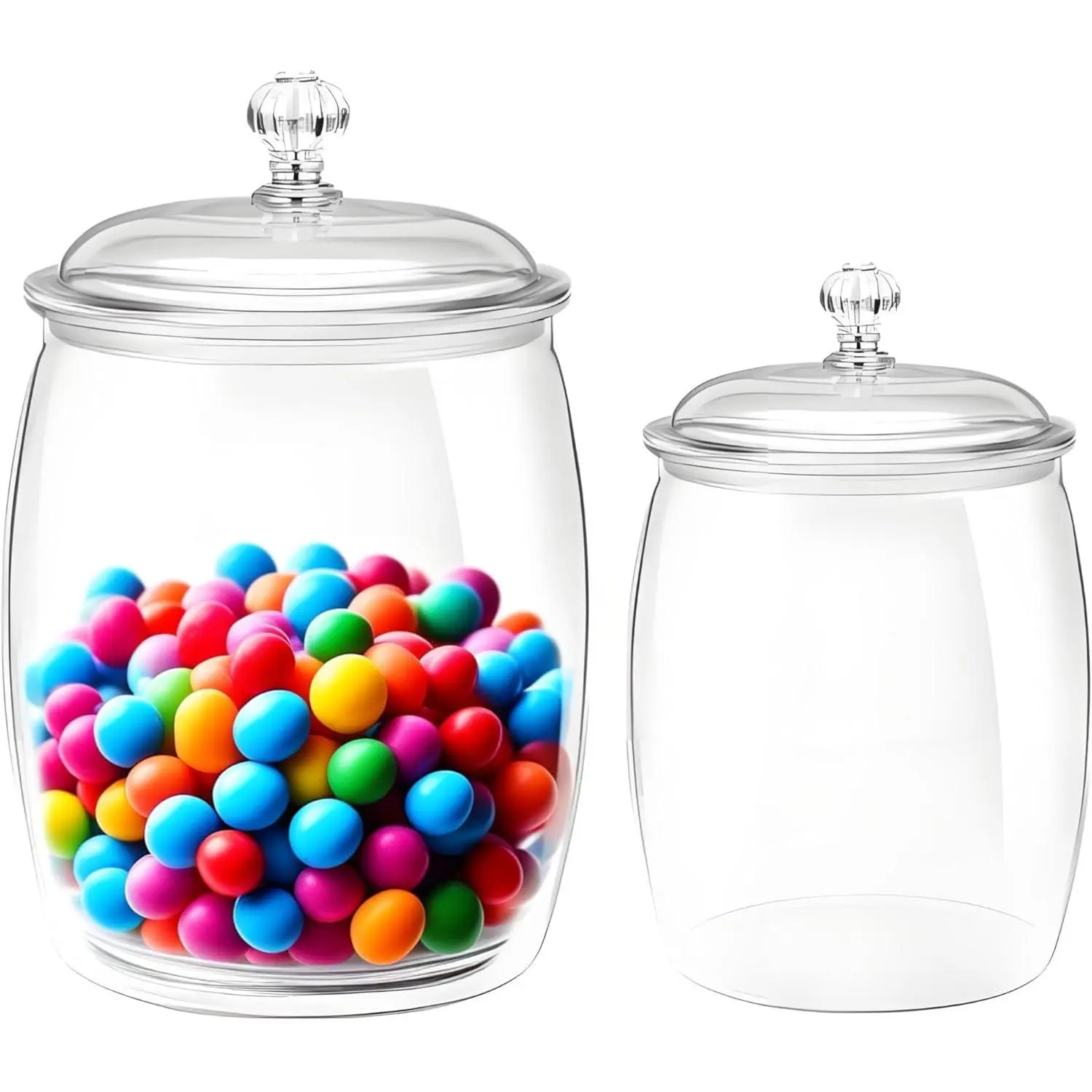 2pcs 130oz Clear Airtight Plastic Candy and Cookie Jars with Lids Decorative Food Storage Canister for Cookie Dog Treats Pet Food Candy
