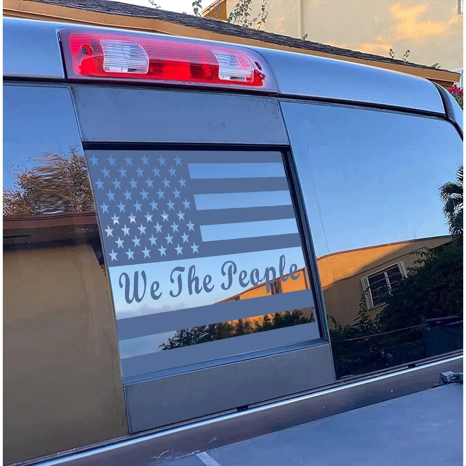for Chevrolet Colorado GMC Canyon 2015-2026 Rear Middle Window American Flag 'We The People' Decal, Matte Black USA Flag Vinyl Sticker, Patriotic Truck Accessories