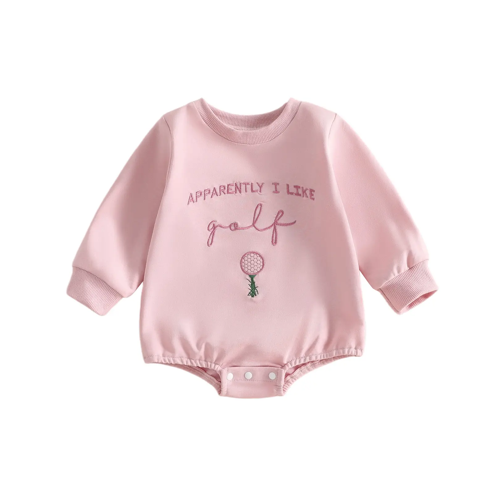 Babamoon Newborn Infant Baby Girls Sweatshirt Romper Golf and Letter Embroidery Long Sleeve Jumpsuits Onesie Bodysuit, Polyester, Long Sleeve Shirt