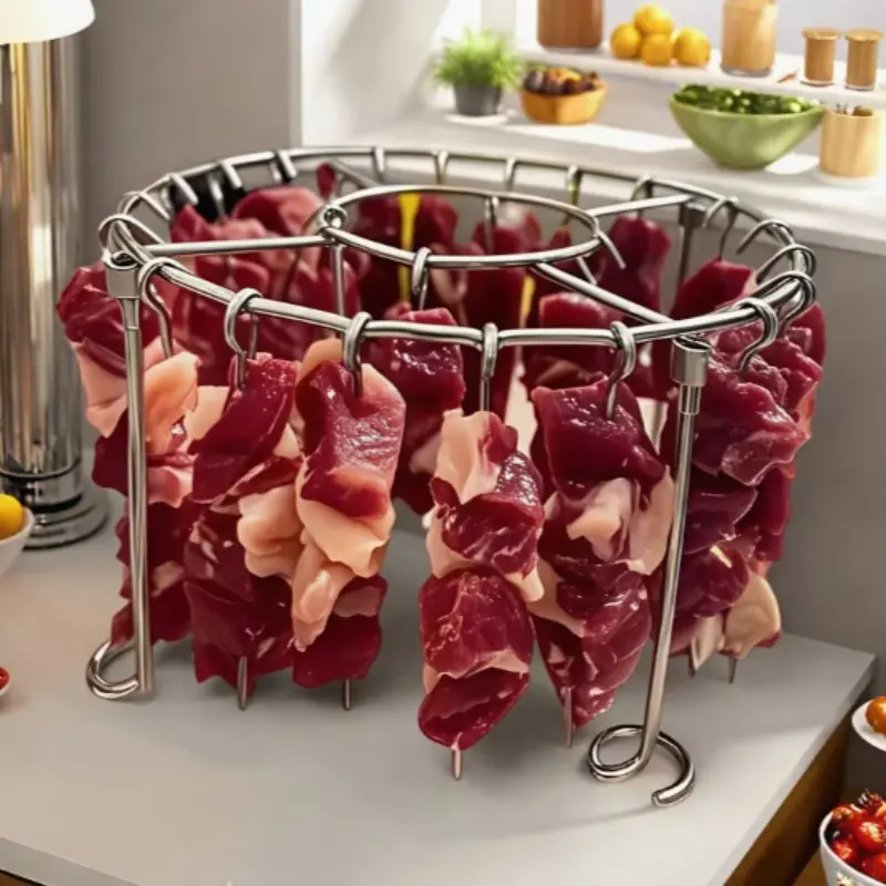 Detachable Stainless Steel Vertical Grill Rack with 24 Skewers, Ideal for 3qt-6qt Air Fryer Oven, Perfect for Kitchen and Outdoor BBQ, BBQ Tools, Grilling Accessories