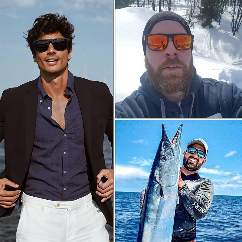 3-Pack Fashion Vintage Square Polarized Sunglasses Men Women - Luxury Brand Designer Sun Glasses for Driving Fishing, UV400 Driver's Eyewear