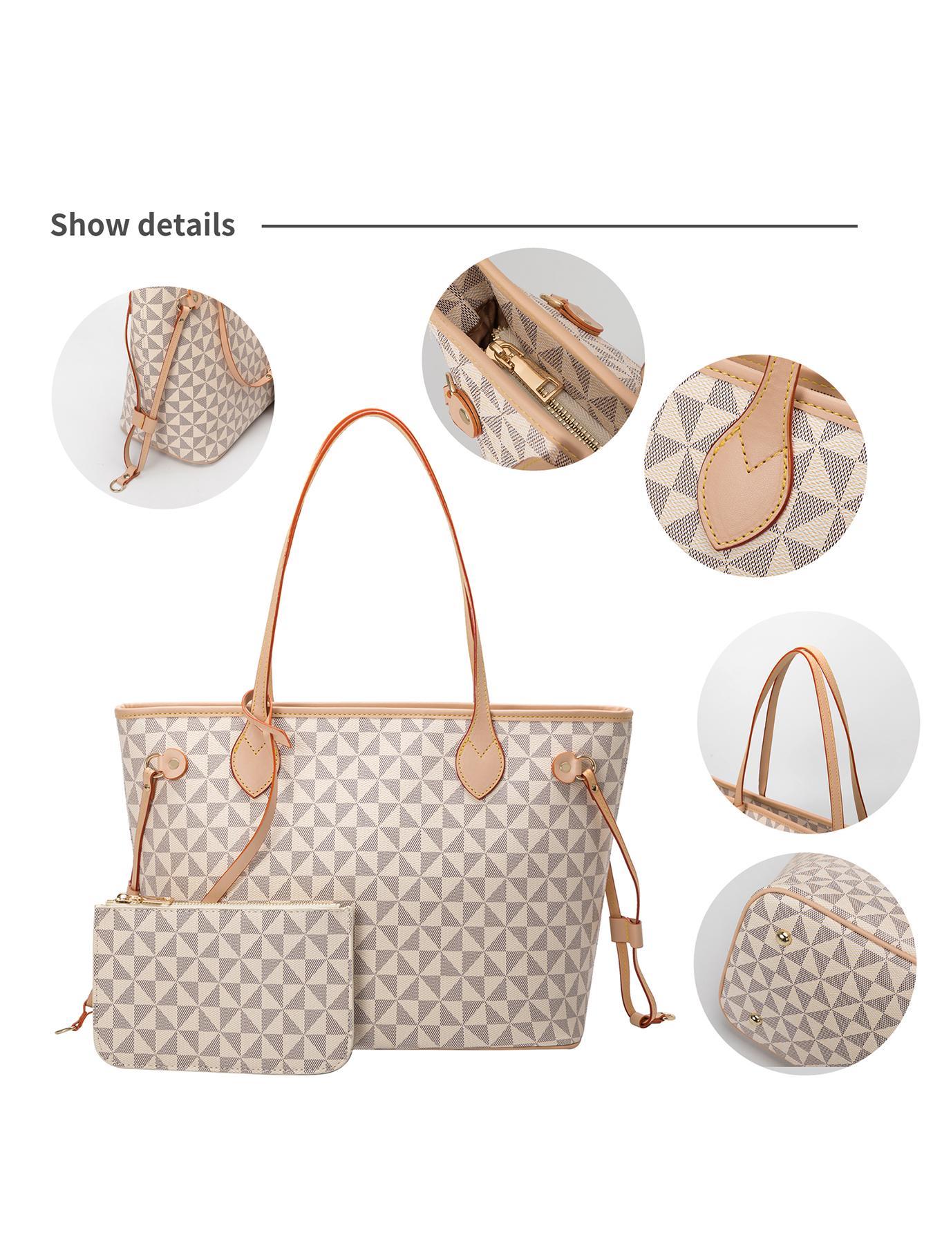 Fashionable Geometric Pattern Tote Bag & Wallet Set, Work Commuter Bags for Women, Large Capacity Shoulder Bag & Wallet, Casual Trendy Versatile High-quality Daily Commuting Unique Bags Set, Mother's Day Gift