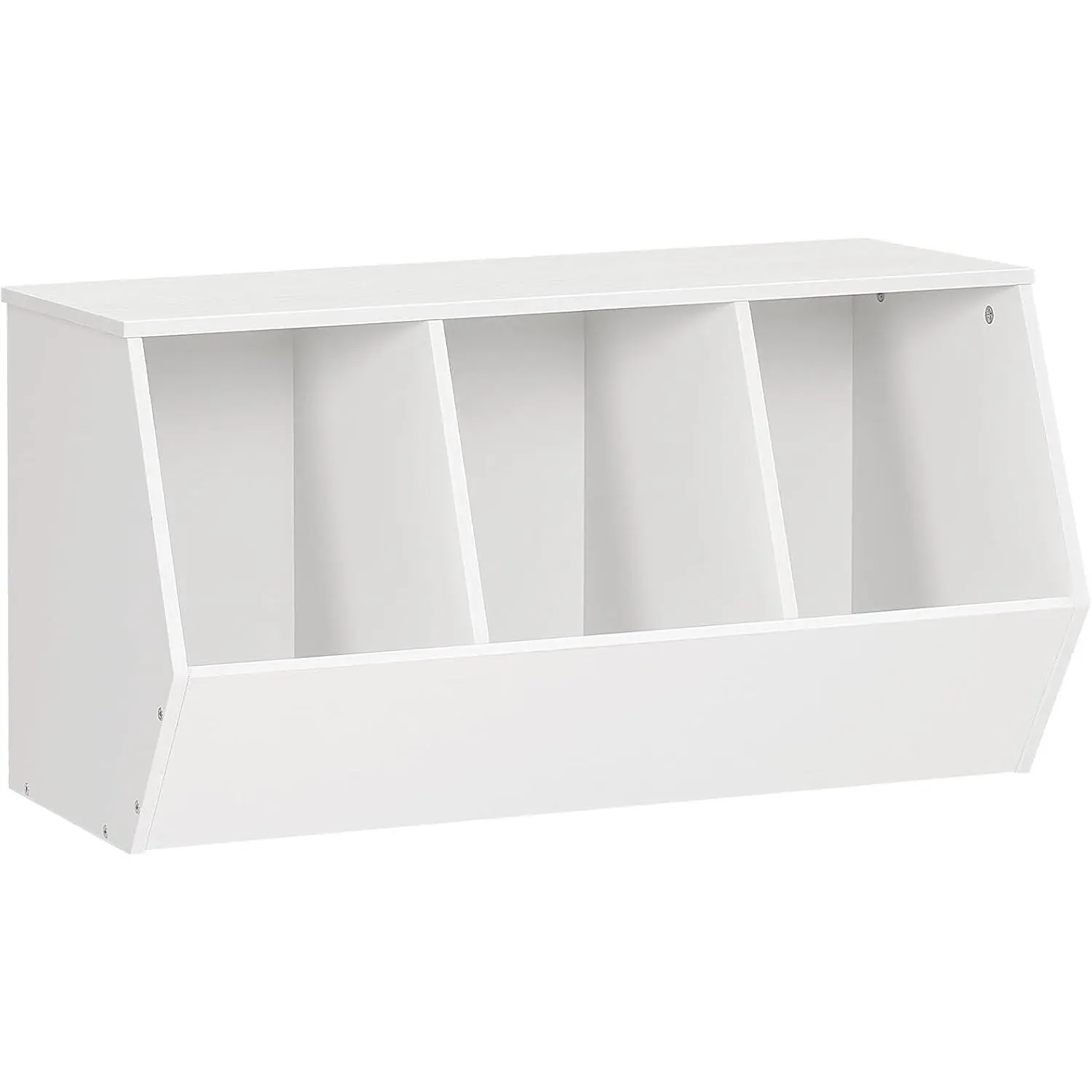 Toy Storage Cubby, Kids Bookshelf, Stackable 3-Bin Toy Storage Cabinet, Bookcase Footboard, Children's Toy Shelf, Hallway, White WT30CW01