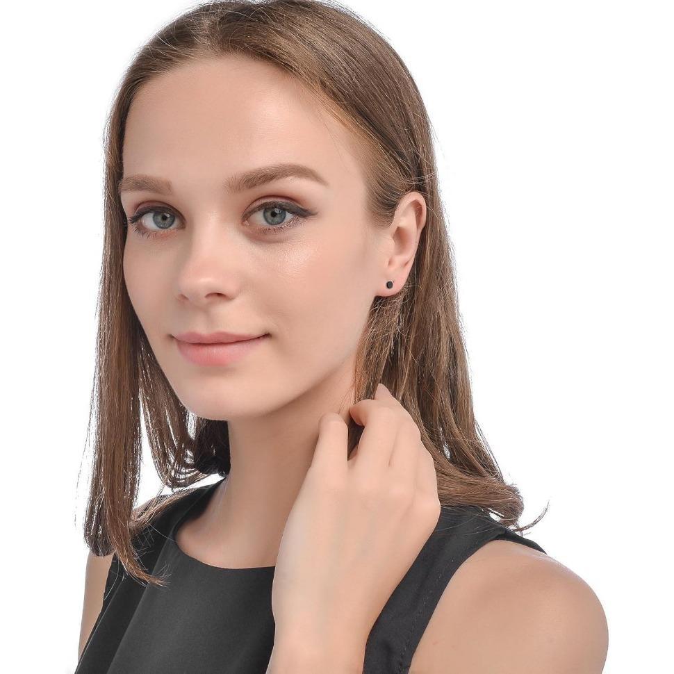 FINREZIO Stainless Steel Black Stud Earrings for Men Women 3mm-8mm Available Daily Menswear Elegant Classic earring stack non tarnish jewelry earrings women