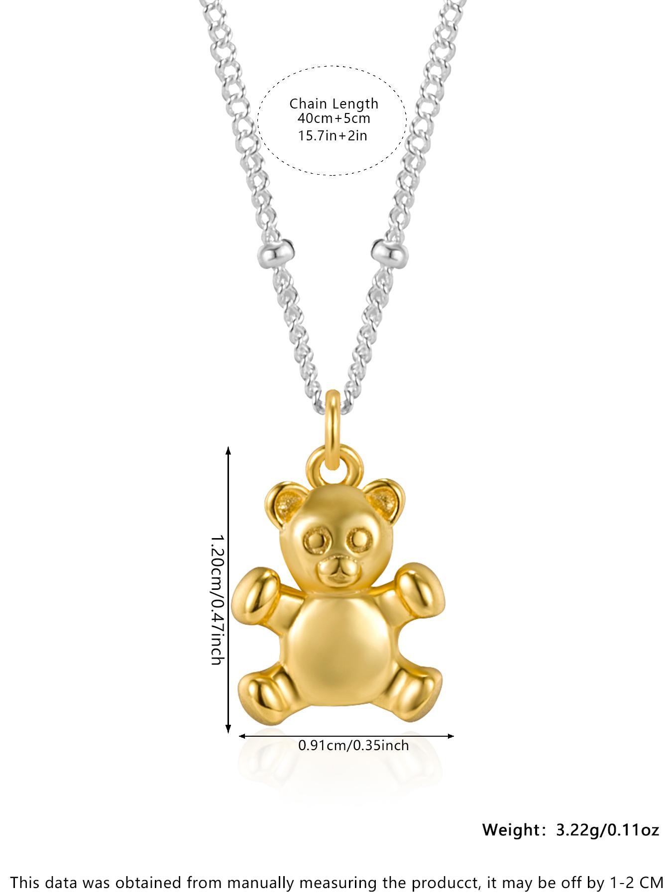 S925 Sterling Silver Cute Cartoon Bear Pendant Necklace, Fashion Jewelry for Party, Daily Clothing Decor, Trendy All-match & Exquisite Jewelry for Birthday Gift