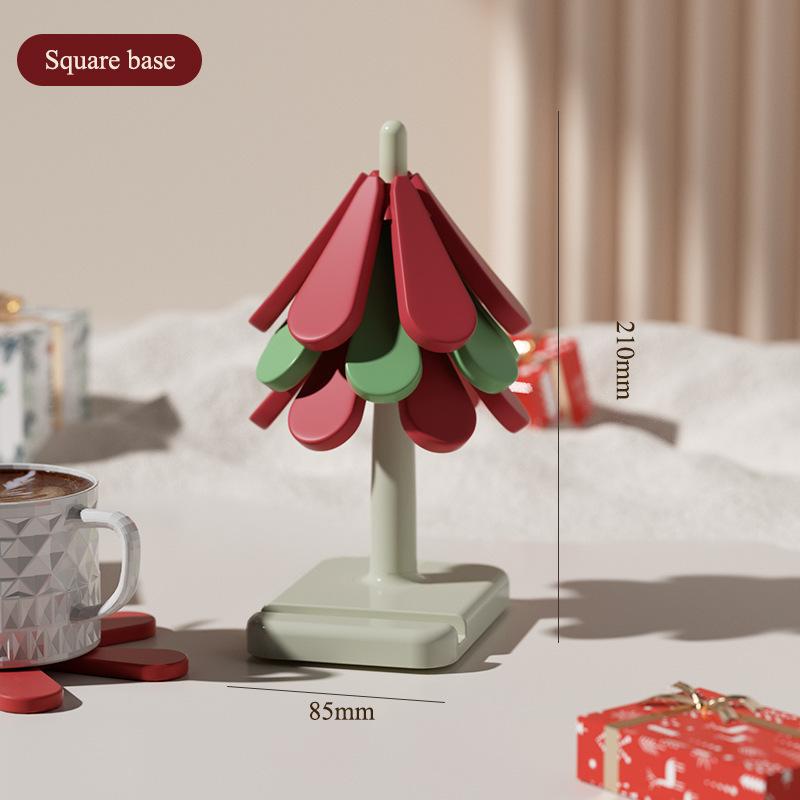 Christmas Tree Silicone Table Mat Heat Resistant Coaster for Home Kitchen Waterproof Anti-Scald Pot Pad Modern Minimalist Tableware Protector