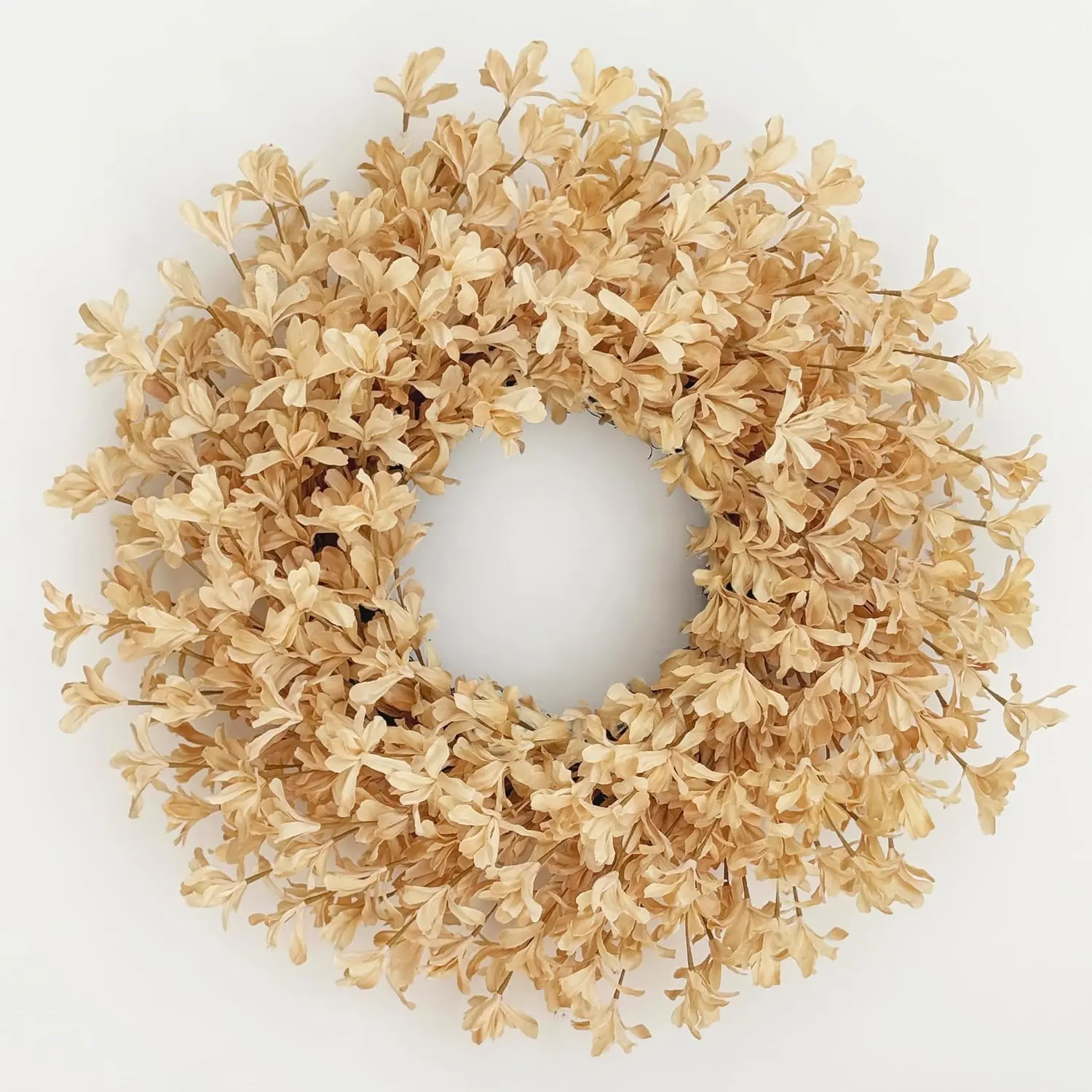 24 Inch Fall Wreaths for Front Door, Champagne Forsythia Autumn Wreath Large Thanksgiving wreath for indoor or covered porch fall decor, wall, window, mantel and farmhouse home displays
