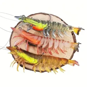 3pcs Super Durable Tpe Fishing Jig Lures, Lifelike Shrimp, Crayfish & Swimbait, Freshwater & Saltwater, Ideal for Crappie, Trout & Walleye