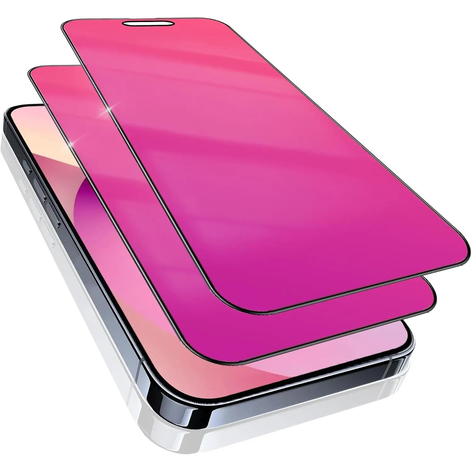 2 Pack for  15/14 Pro  Screen Protector | Gradient colorful 25° Anti-Spy Tempered Glass Anti-Bluelight Easy Installation Frame Full Coverage shatterproof 6.1 inch