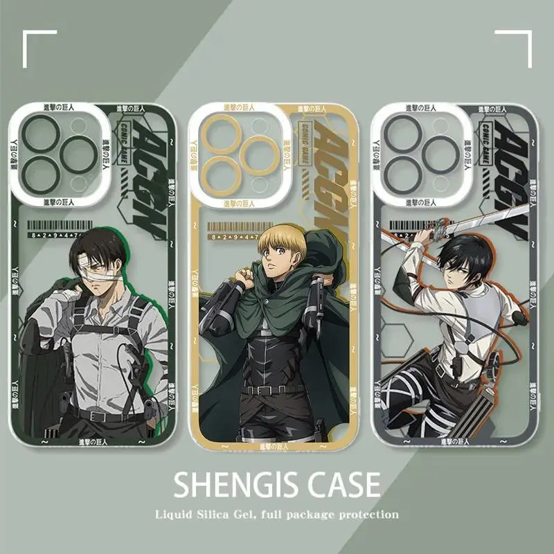 Anime Attack on Titan Mikasa Ackerman Levi Ackerman Clear Case for iPhone 17,16,15,14,13,12,11,Pro,Max,Plus Phone Cover