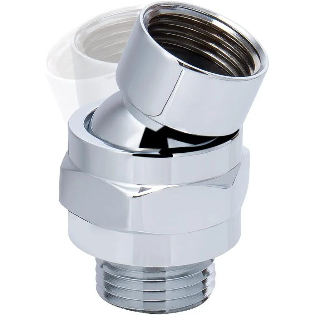 Shower  Swivel Ball Adapter - Solid Brass Shower Connector Ball Joint Adjustable  Shower Arm Extension Component (Chrome Finish)