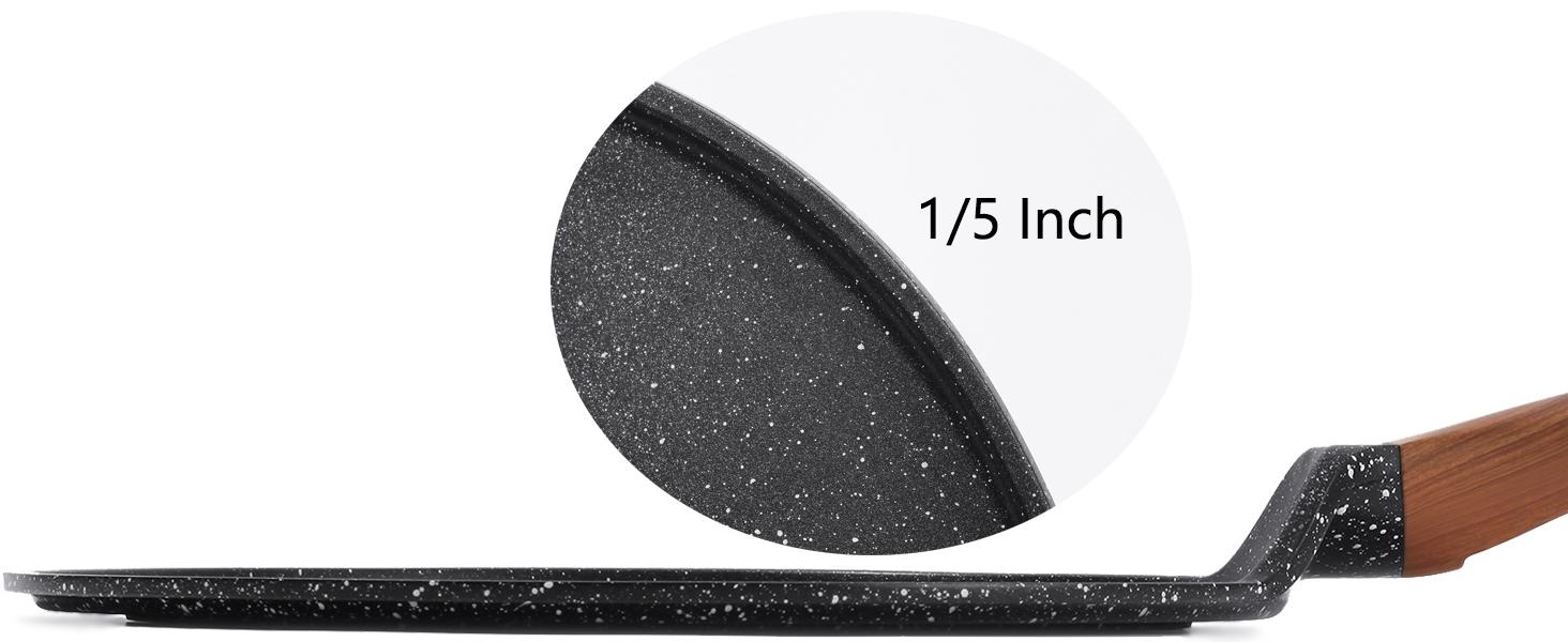 11 Inch Crepe Pan with Spreader, Nonstick Ceramic Flat Skillet Dosa Tawa Comales Para Tortillas Pancake Pan, PTFE & PFOA Free, Black