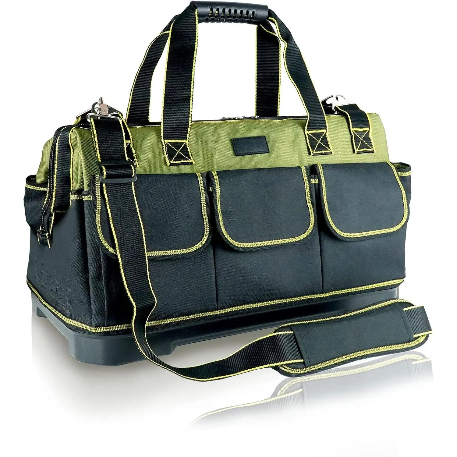 17in Tool Bag For Men Heavy Duty​ with Waterof Molded Base, High Capacity Wide Mouth Tote, Construction Worker Electricians Tool Bags, Large Tool Bag Organizer for Men Women Tool Tote