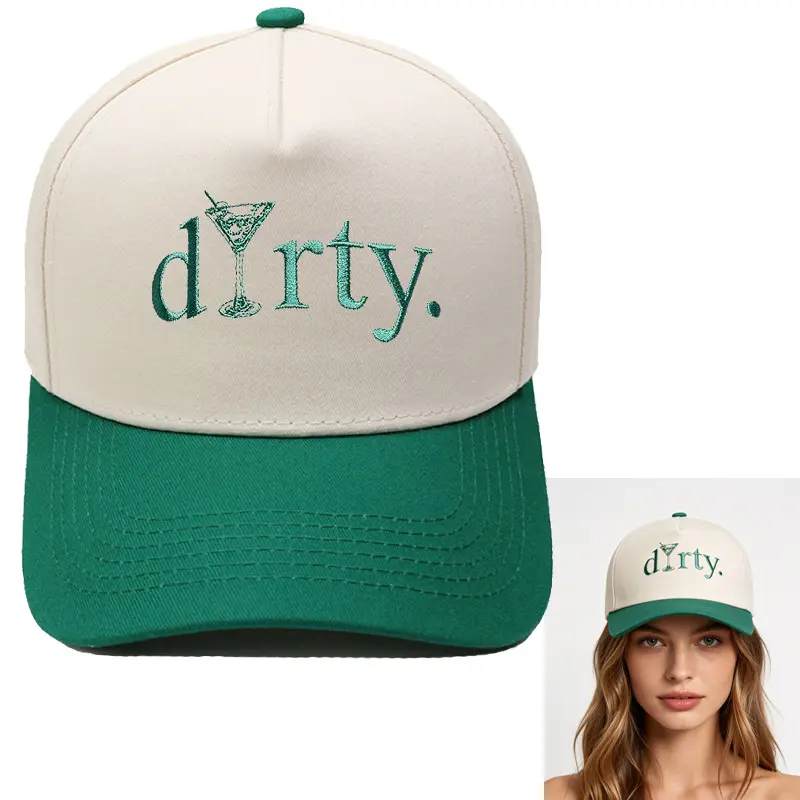 Baddie Main Character Energy Funny Martini Baseball Cap Cotton Canvas Green Brim Hat Y2K Viral Clean Girl Cocktail Party Aesthetic Daily Sun Visor