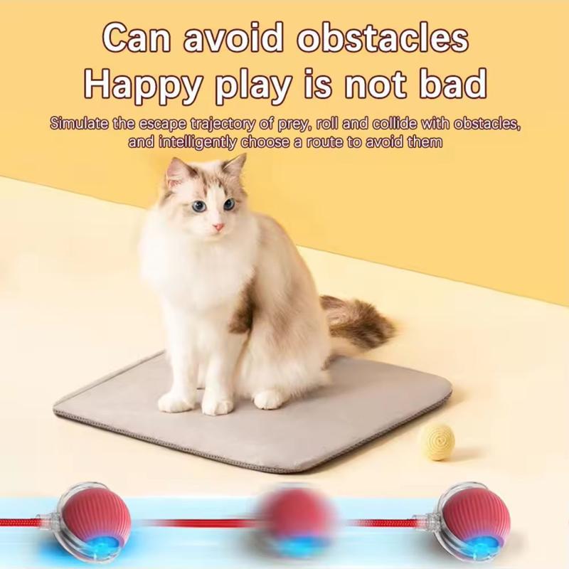 Electric Rolling Cat Ball Toy with Rope, Interactive Cat Teaser Toy, Automatic Ball Toy Pet Supply for Dogs & Cats, Interactive Kitten Wand