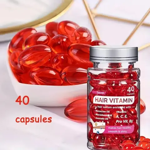 Moroccan Agam Vitamin Oil Enhanced Hair Care Essence Nourishing Hair Damaged Nutrition Repair Hair Splitting Improvement Treatment Products Hair Care Solution 40 Capsules