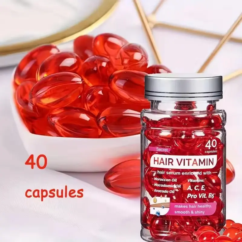 Moroccan Agam Vitamin Oil Enhanced Hair Care Essence Nourishing Hair Damaged Nutrition Repair Hair Splitting Improvement Treatment Products Hair Care Solution 40 Capsules