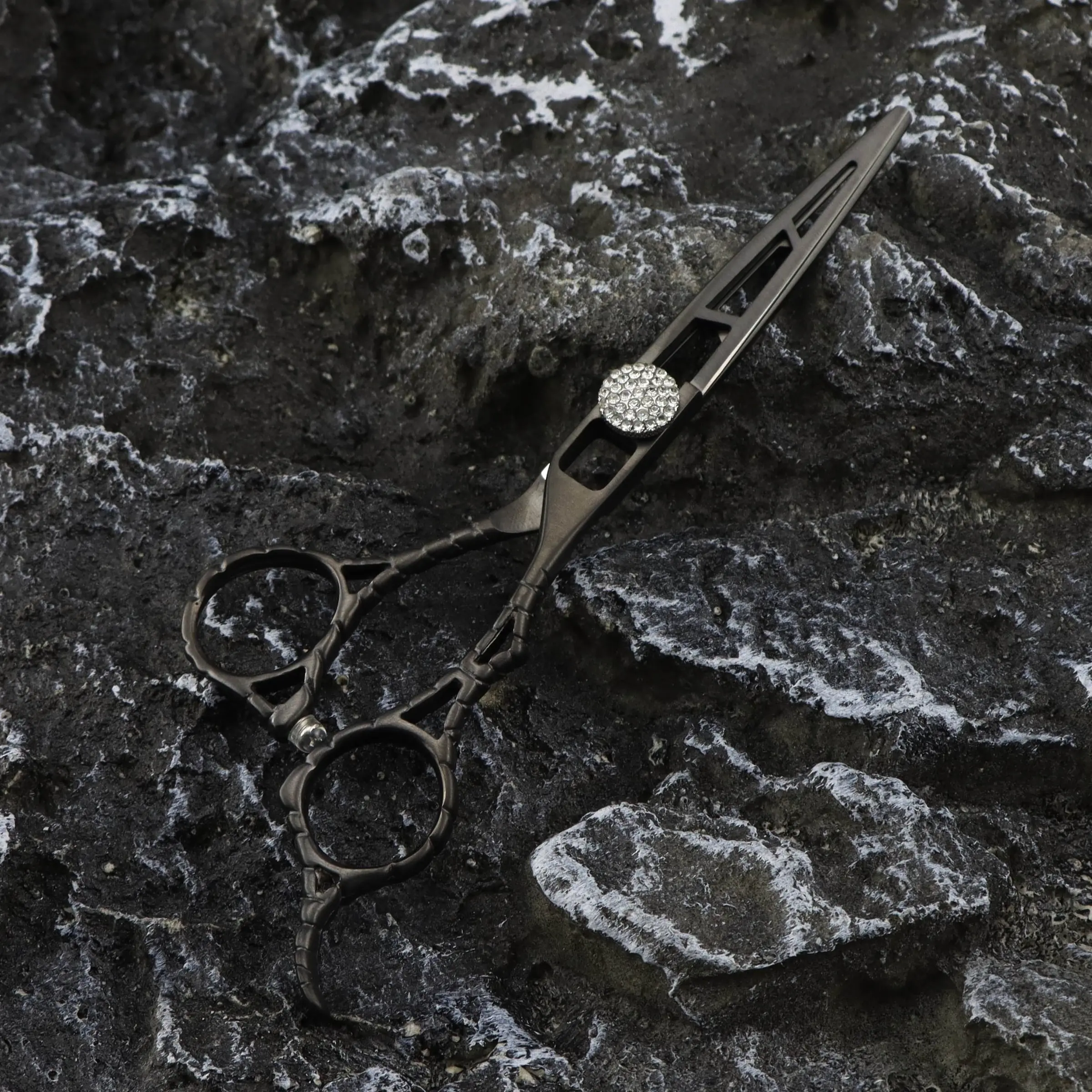 6.0 Inch Hollow Handle High-End Hair Cutting Scissors, 440C Stainless Steel, Ergonomic Right-Hand Design, Unisex, Home & Salon Use