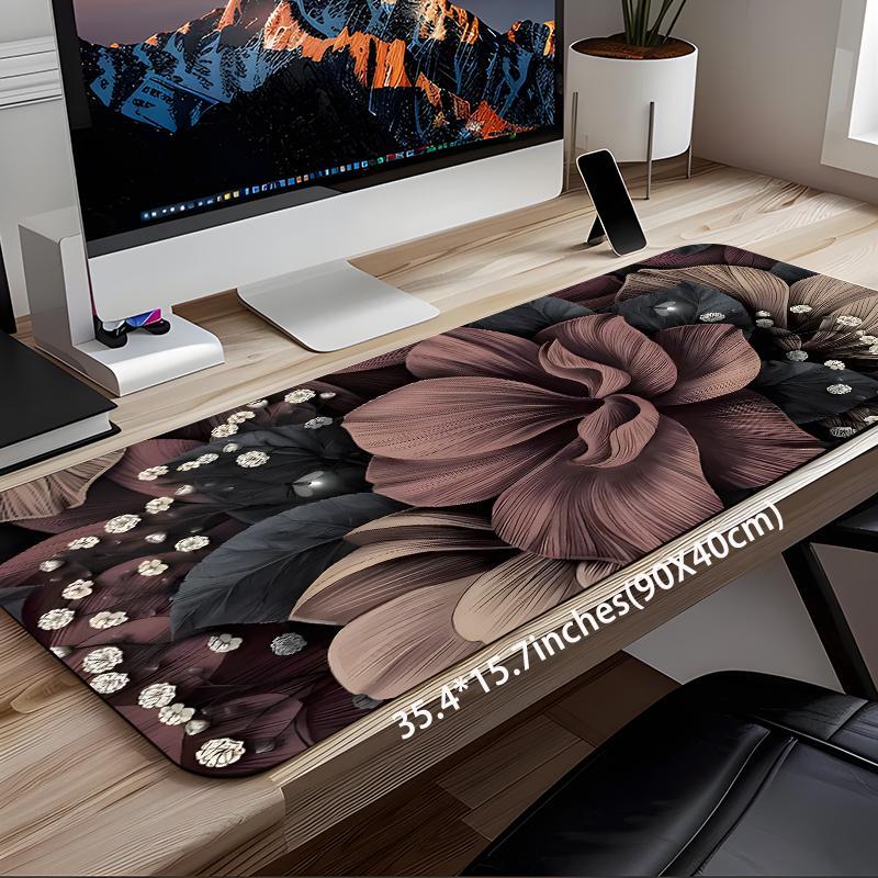 Flower Pattern Mouse Pad, Rectangle Gaming Mouse Pad, Office Desk Keyboard Mat for Home Office Desk, Desk Decor for Home Office