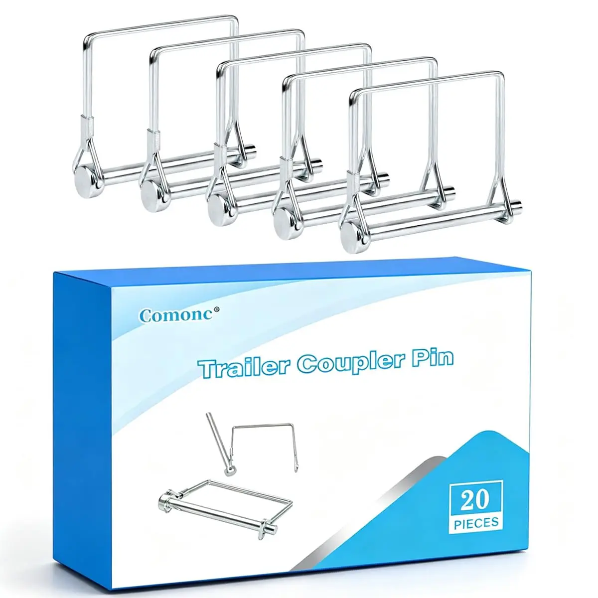 20 PCS Square Pto Pin Shaft Locking Pin 1/4 pin Hitch pin Wire Lock Pin Safety Coupler Pin 1/4" x 2-3/4"for PTO,Farm,Lawn,Hitches,and (20 PCS Trailer Pins)