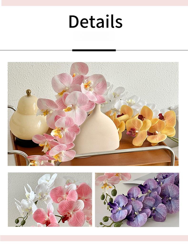 9 artificial Phalaenopsis orchids made of film, 3D printed artificial flowers with a luxurious feel, suitable for decoration in the living room, dining table, entrance, and wedding room