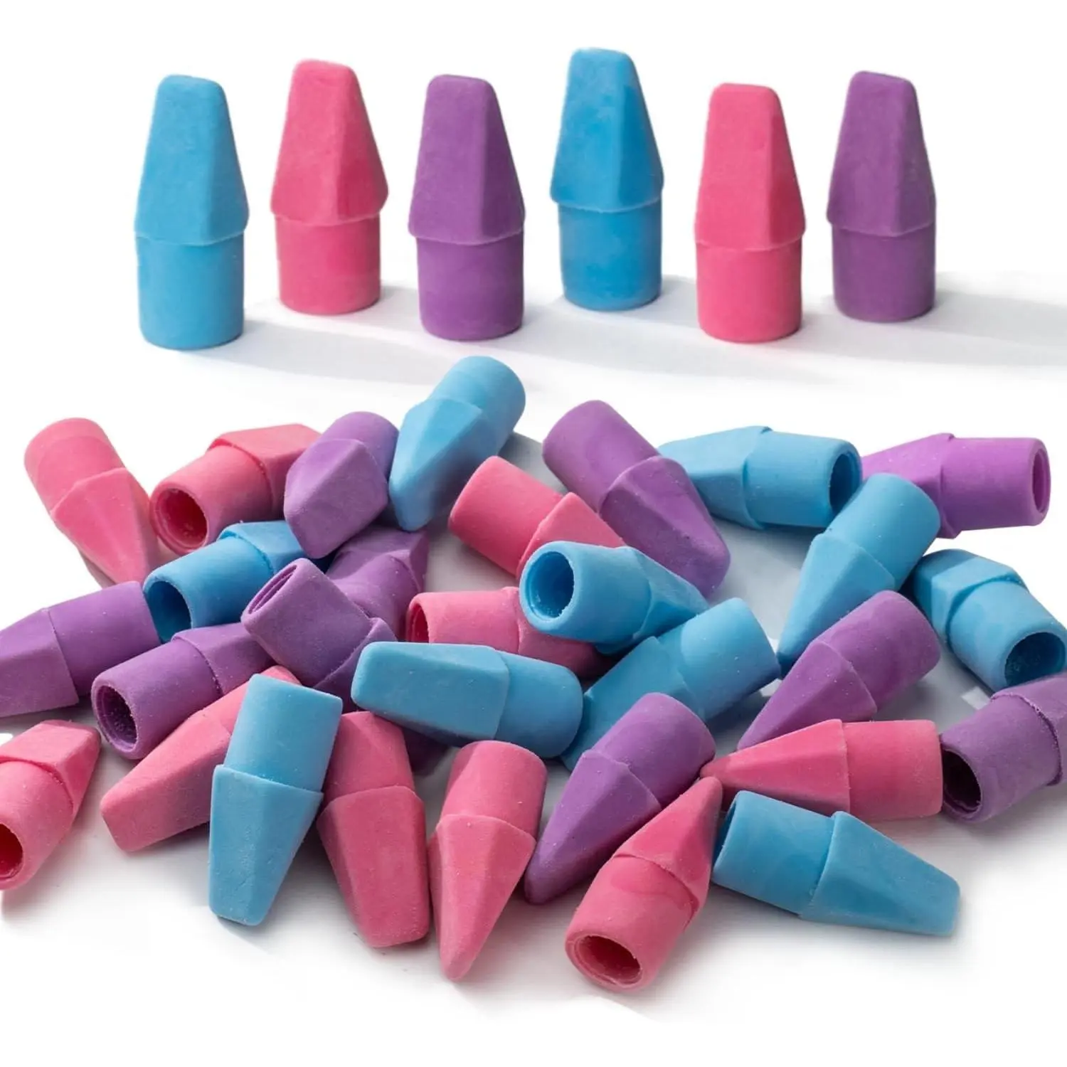 Pencil Top Erasers, 30 Pack, Latex-Free, No-Smudge | Cap Pencil Erasers for Precise Erasing, Kids, Teachers, Studying Supplies