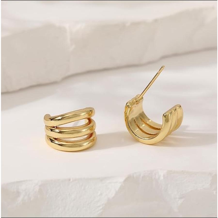 4Pairs Small Hoop Earrings  Women Trendy Stackable Chunky Earrings Hypoallergenic Huggie Earring Stacks Lightweight Earring Sets  Multiple Piercing Adjustable Auto Screen Clicker for Smart Phone shopping spree