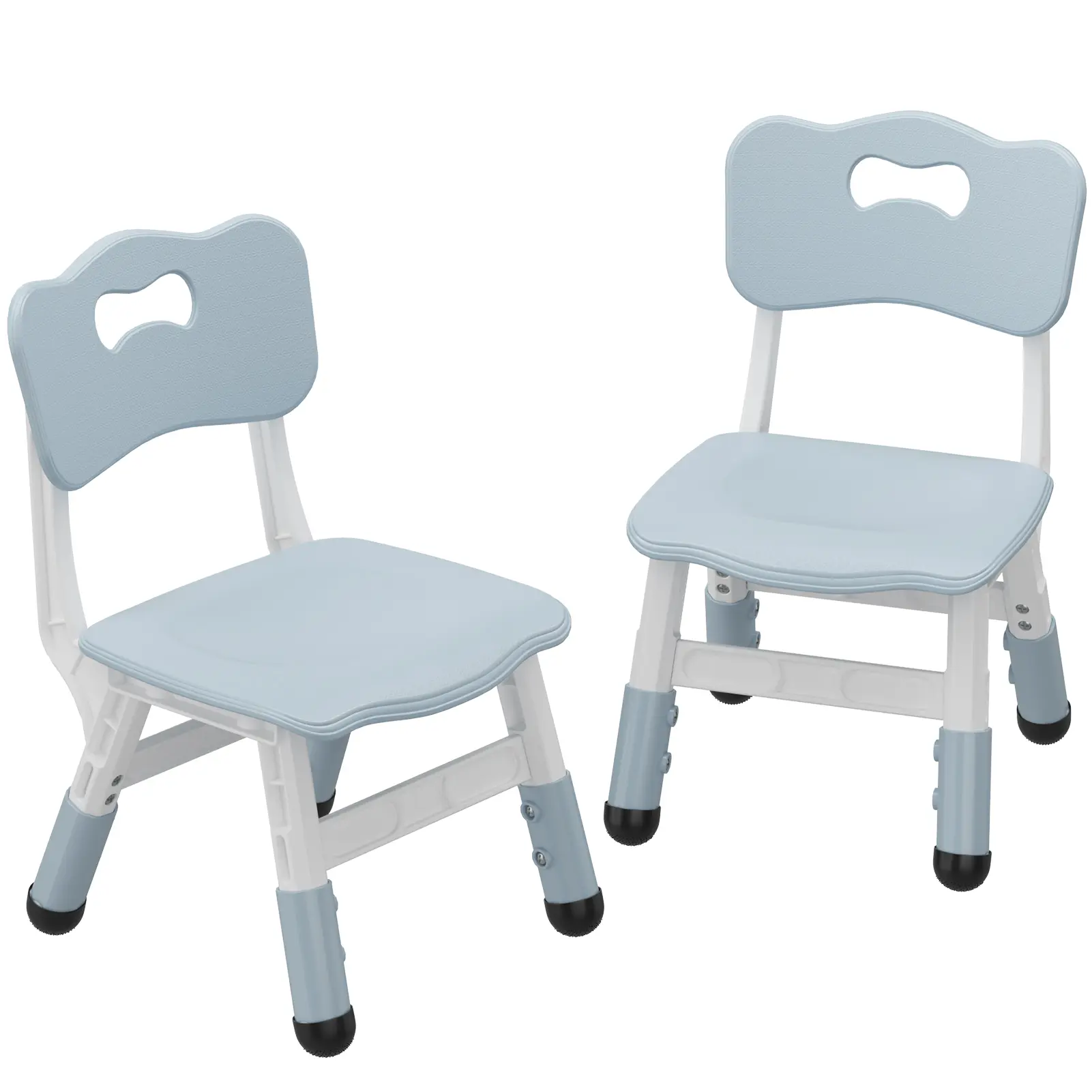 Adjustable Chair Set of 2 - 3-Level Height Toddler Seating - Durable Easy-Clean Plastic, Ergonomic Backrest, Stackable, Non-Slip Feet - For Home, Study Area, Nursery, Daycare, Indoor & Outdoor Use