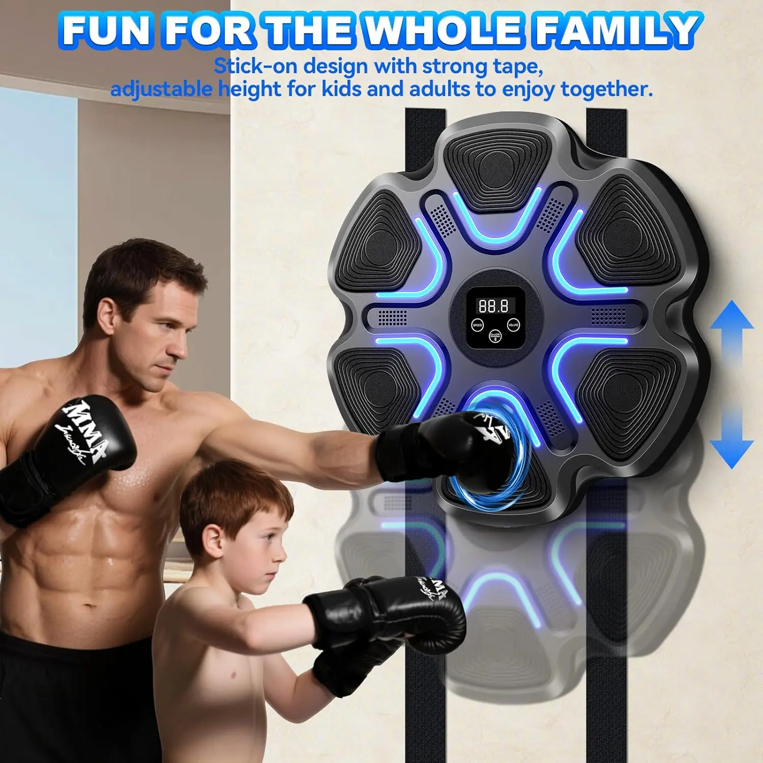 Wall-Mounted Smart Music Boxing Machine with Bluetooth for Family Home Gym, Indoor Workout for Kids and Adults, Includes Boxing Gloves, Electronic