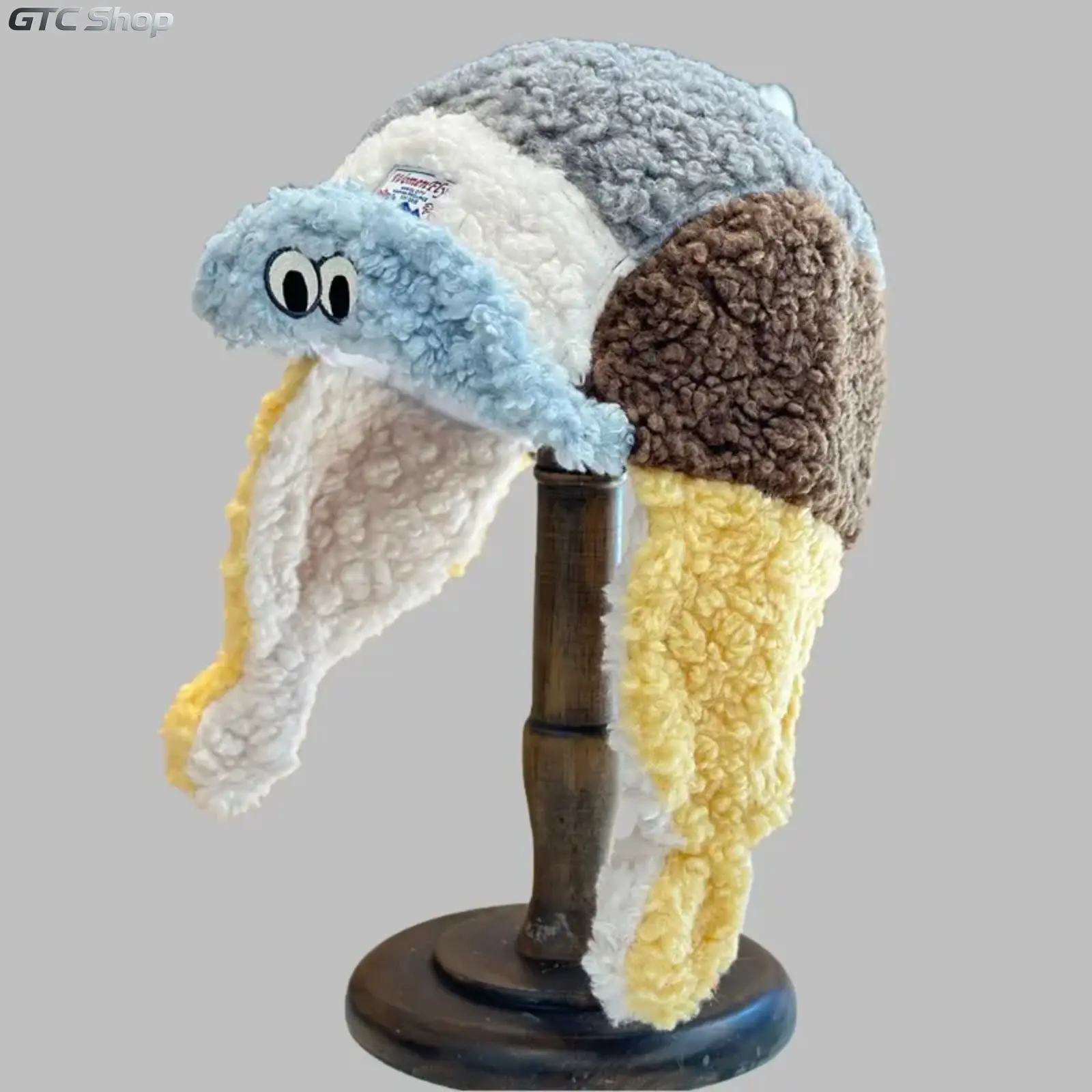 2026 New Unisex Frog Shape 5-Panel Trapper Aviator Hat - Lamb Fleece Polyester Fiber, Warm 5-Panel Cap for Winter Skiing Outdoor Sports, Five-Panel Cap