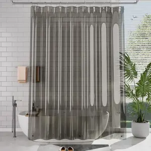 Transparent Shower Curtain Liner, 4g Peva Waterproof Bath Liner, 71x71 Inches, Metal Grommets, Magnetic Weights, Plastic Hooks