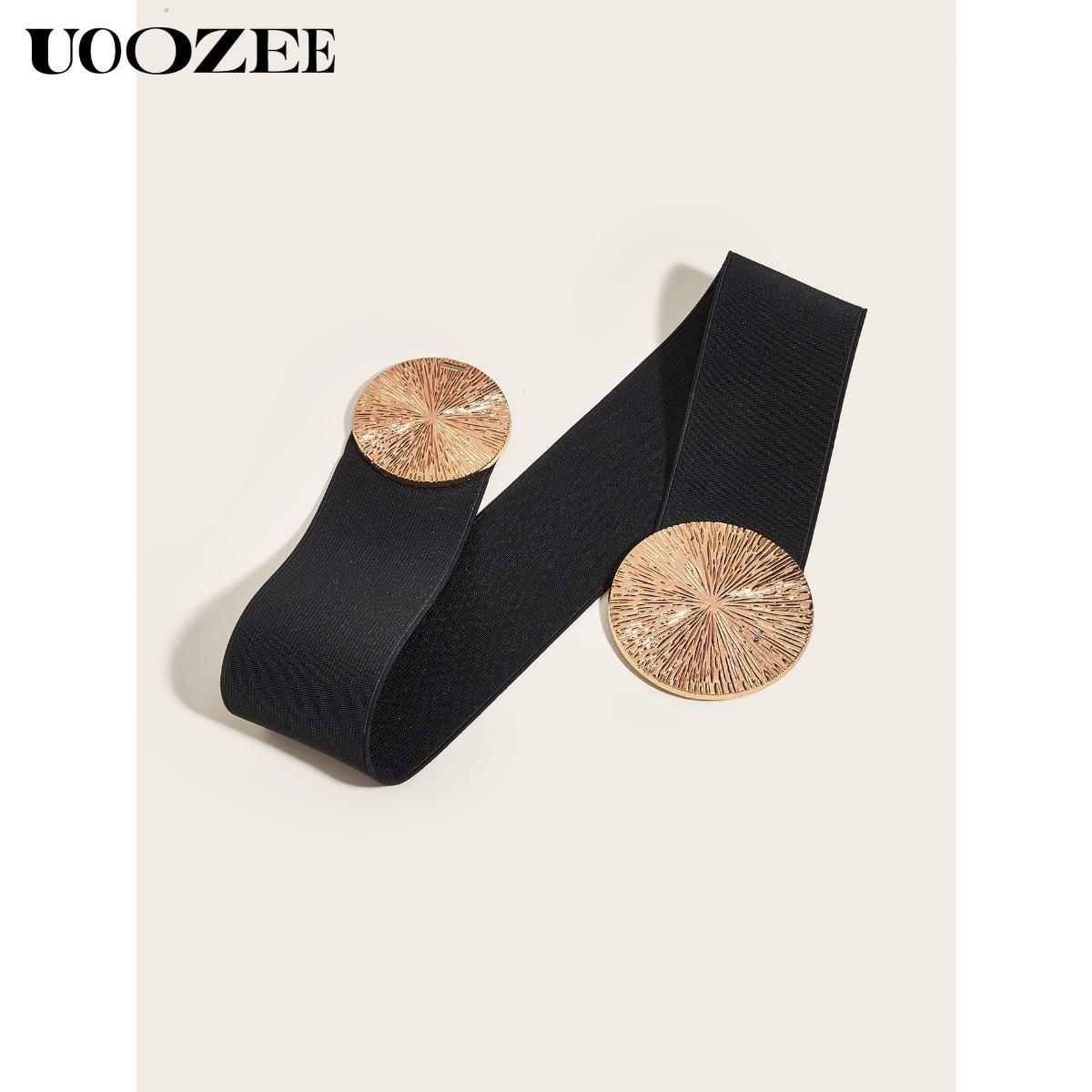 Fashionable European and American style belt for women to decorate coats and dresses, belts to tighten waist, elastic waistband for suits, wide Waist width 2.35inch, length 27inch, suitable for waist circumference 27~31.5inch Round Modern