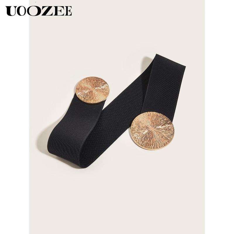 Fashionable European and American style belt for women to decorate coats and dresses, belts to tighten waist, elastic waistband for suits, wide Waist width 2.35inch, length 27inch, suitable for waist circumference 27~31.5inch Round Modern