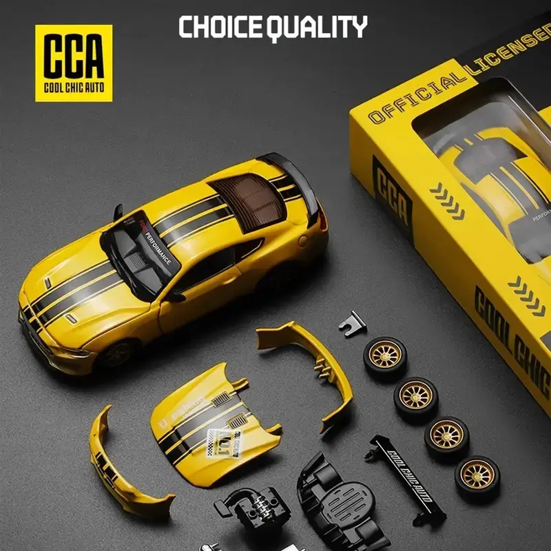 Ford Mustang Gt2018 Vintage Car Model, Openable Doors, Interchangeable Parts, Collectible Display, Halloween Christmas Gift