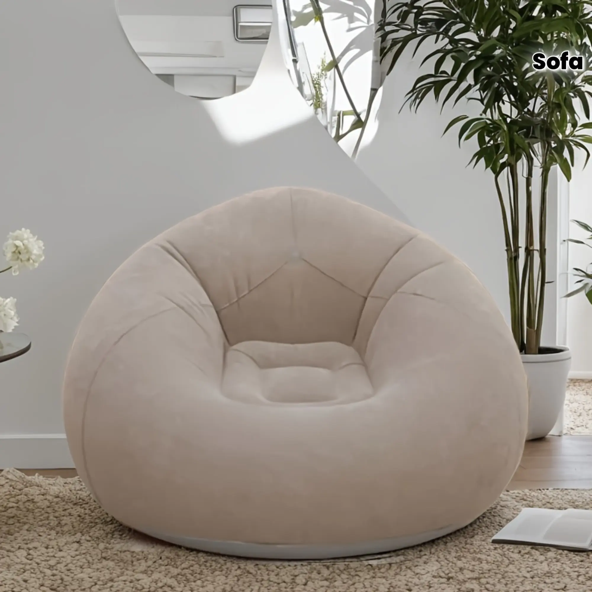 1pc Large Size Lazy Inflatable Sofa Chair, PVC Bean Bag Sofa, Suitable for Indoor And Outdoor Seating