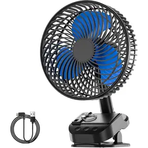 4 in1 USB Fan, 8" Clip Fan, 10000mAh Rechargeable Table Fan, 5 Speeds  Operated Fan, 45?/90?Automatic Rotation, 3 Time Setting, with Clip & Hook for Homes, Offices, Bedroom