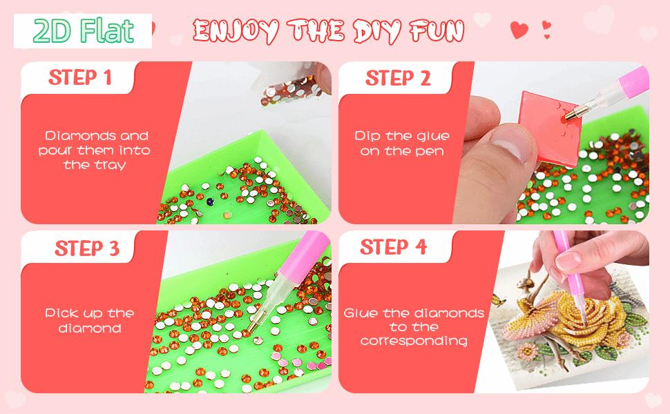 2D FLAT 6Pcs DIY Diamond Painting Greeting Card Set Rhinestone Diamond Art Mosaic Postcards for Festivals and CelebrationsDIY Diamond Painting Kit for Adults & Beginners, No Skills Needed. Sparkling Art to Brighten Rooms & Perfect Festive Gift