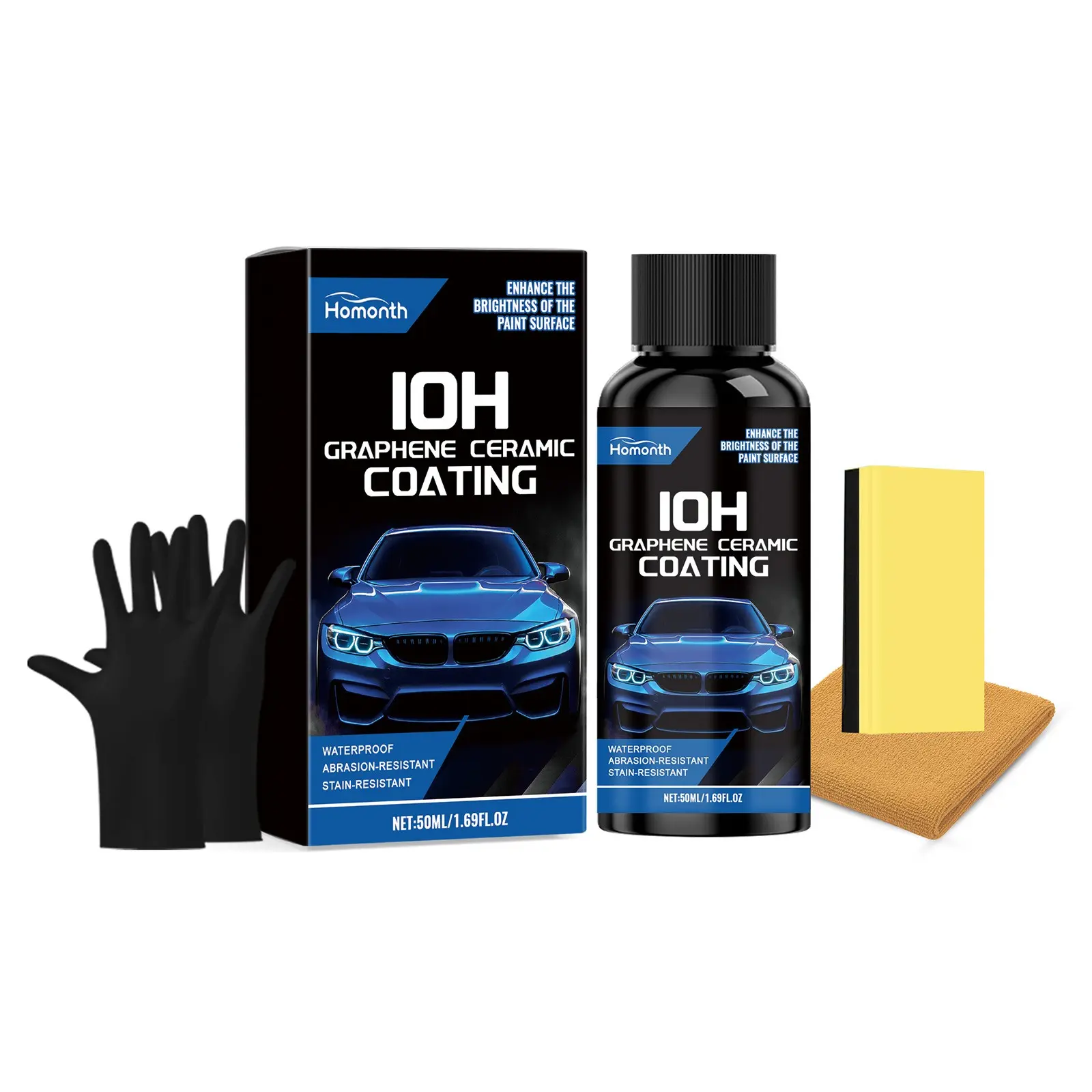 Car Ceramic Coating Kit, Gentle Cleaning and Stain Removal, Car Gloss Renewal, Polishing Care, Automotive Maintenance Essentials