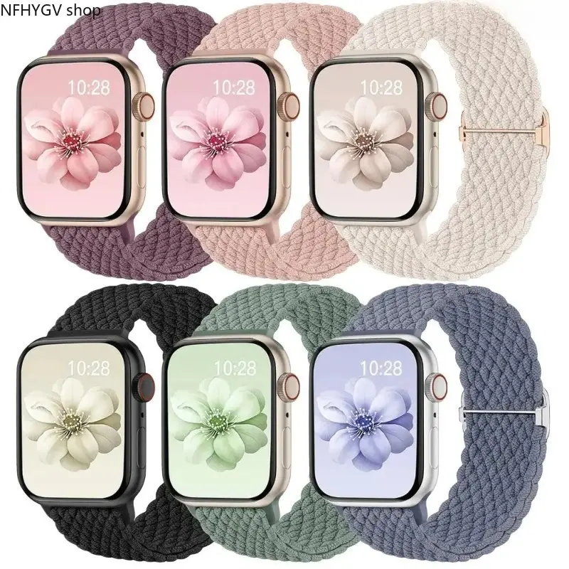 Smart Watch Replacement Bands Braided Stretchy Nylon Sport Wrist Straps, 6-Pack Elastic Adjustable Wearable Accessories Compatible With 38–49Mm Smartwatches, Sweat Resistant Gear For Daily Casual Outfits And All Kinds Of Outdoor Sports