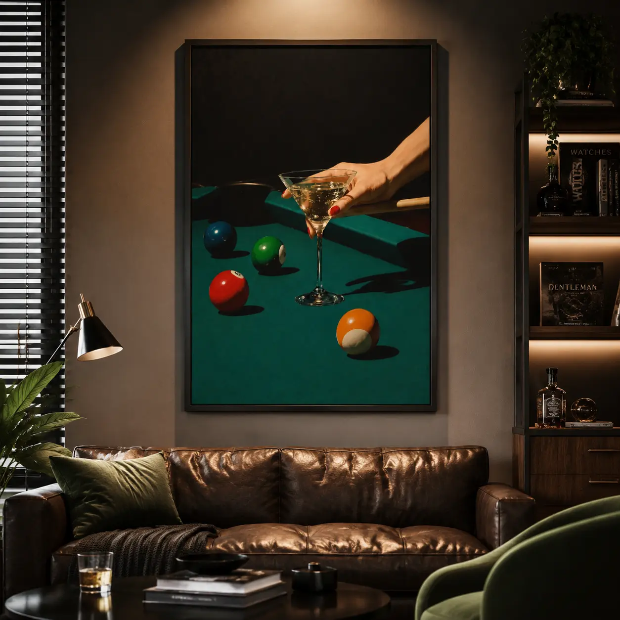 Vintage Dive Bar Pool Canvas Poster |   Retro Billiards Cocktail Wall Art for Man Cave & Home Bar Decor