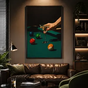 Vintage Dive Bar Pool Canvas Poster |   Retro Billiards Cocktail Wall Art for Man Cave & Home Bar Decor