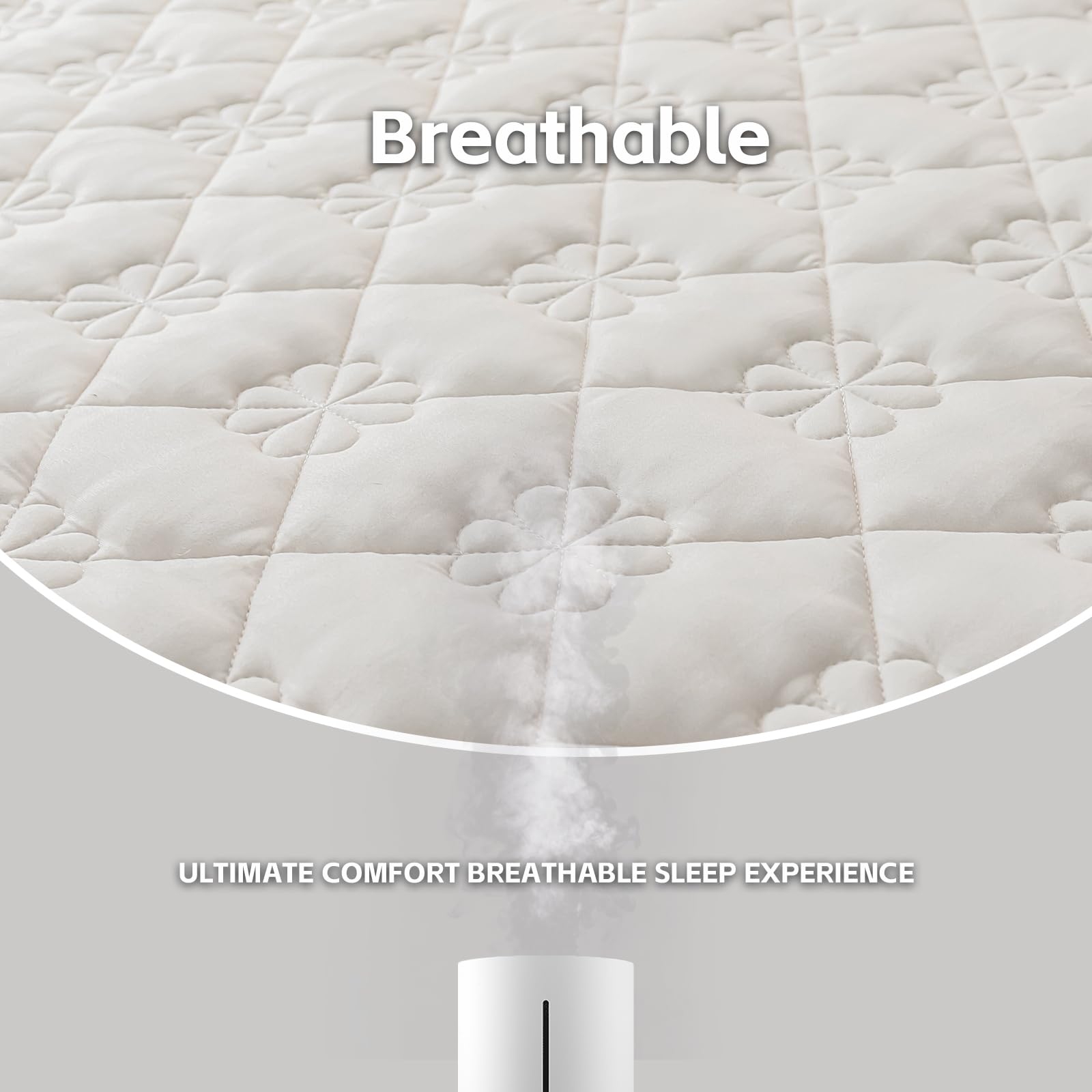 Premium Waterproof Mattress Protector Bed Pad - Fitted Sheet Style Deep Pocket - Anti-Stuffy Summer Cover - Machine Washable & Breathable  (excluding pillowcases)