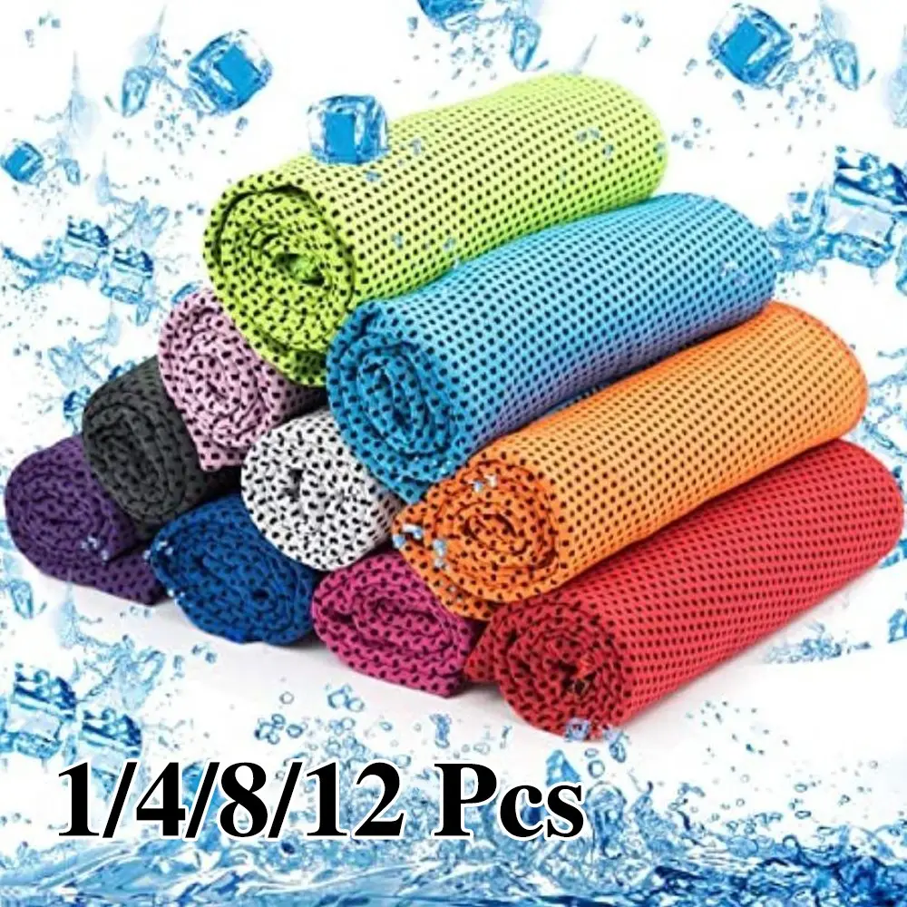 Cooling Towel, 1, 4, 8, 12 Packs Breathable Chilly Towel, Microfiber Towel for Yoga, Running, Gym and Workout