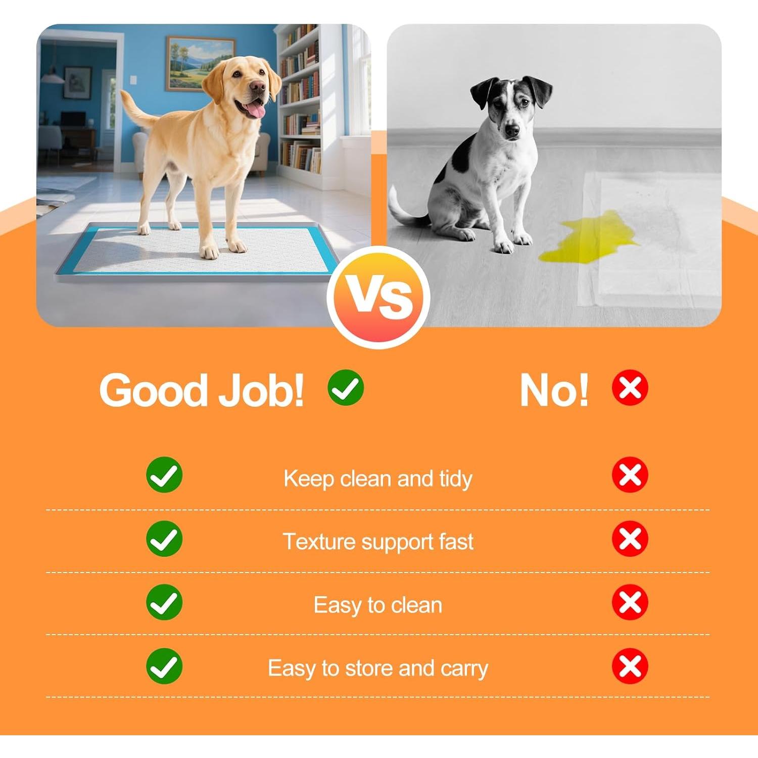 Pee Pad Tray Holder for Dogs,Non-Slip   Puppy Pad Holder,24 x 24 Square Puppy Potty  Pads,No Spill Raised Lip High Edge,Portable, Leak-Proof Mat Trays for Indoor Floor Protection