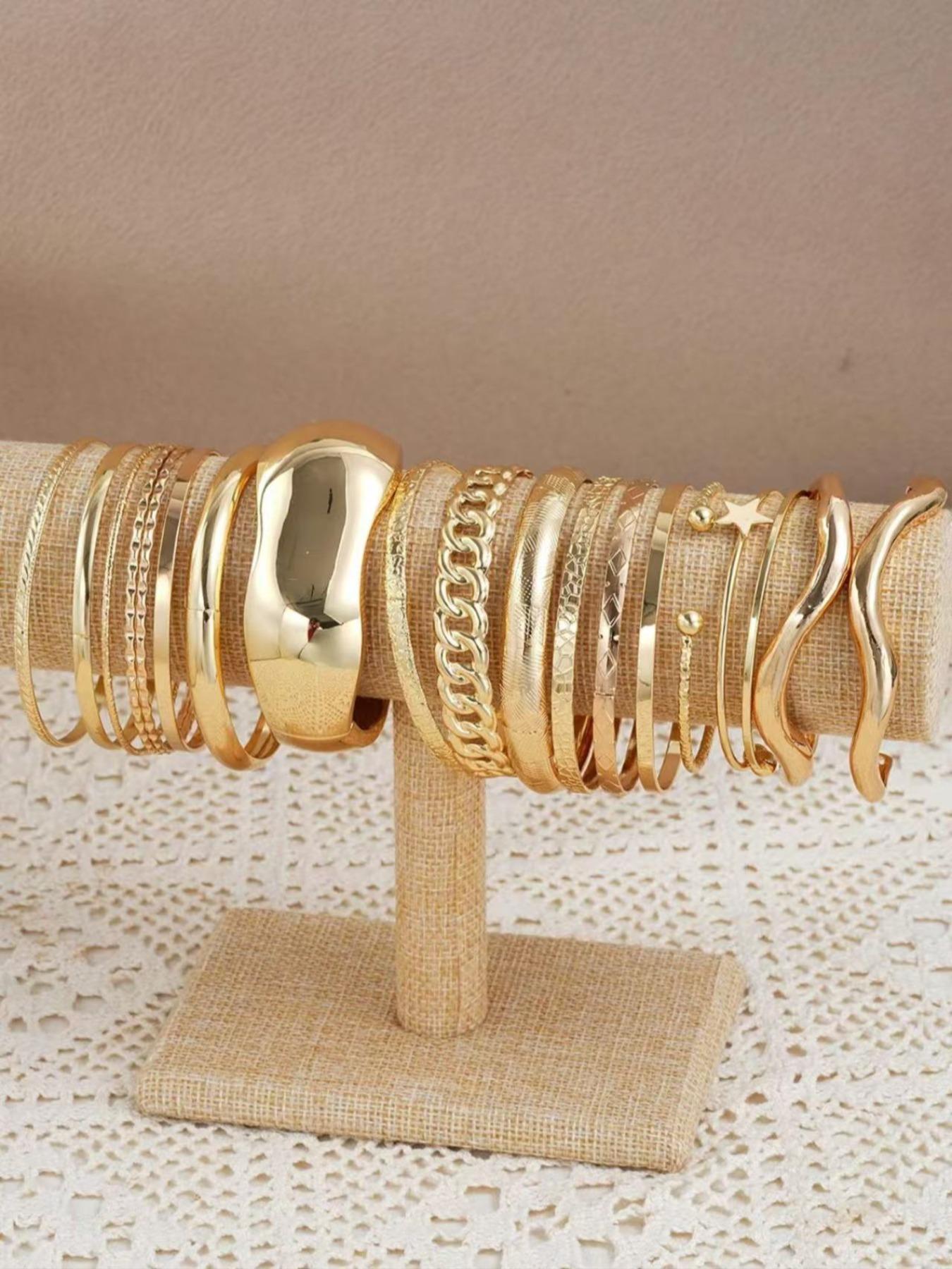 Women's Elegant Minimalist Bangle, 10/19pcs Trendy All-match Bangle, Fashionable Jewelry As Birthday Gift for Girlfriend, Trendy Stack Bangle