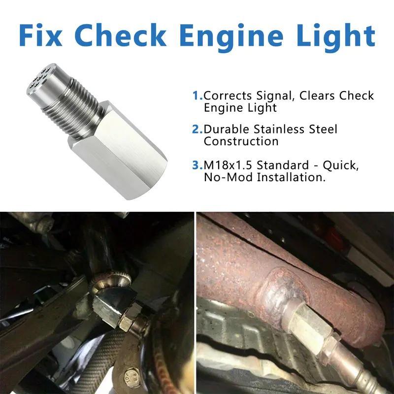 4/2/1 PCS Stainless Steel Catalytic Converter M18 x 1.5 Universal Car Engine Light Failure Decoder, 58MM Oxygen O2 Sensor Mini Catalytic Converter Spacer Adapter, Car Extension Screw,Universal Automotive Repair Tool Accessory